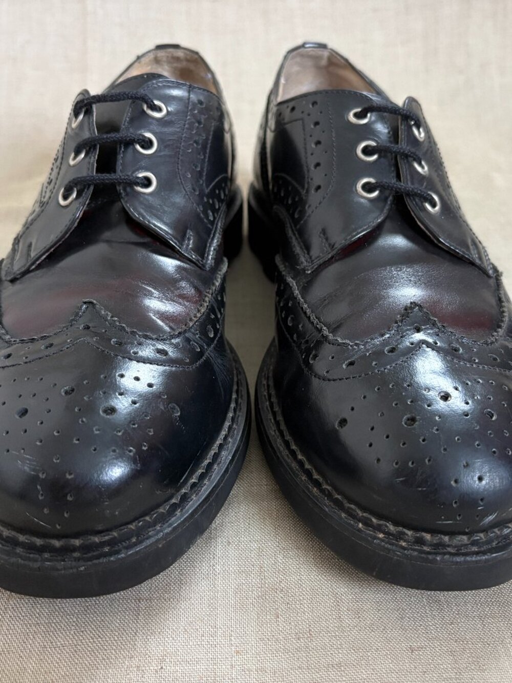 John Fluevog Michael 7th Heaven Angel Sole Brogues Burgundy Black 10